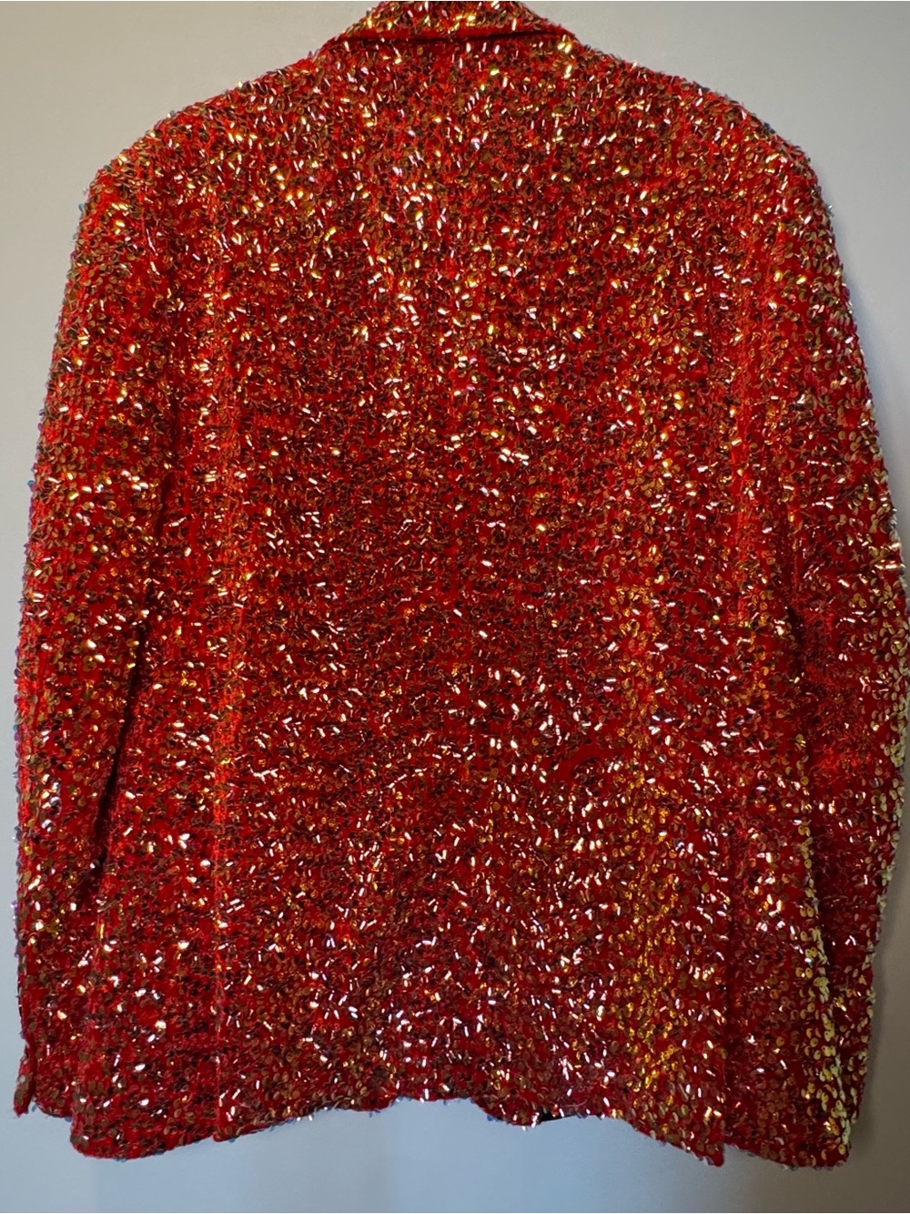 Angelino Red Sequin Men's Blazer - Sparkling Button Jacket, size 42 - Picture 3 of 8